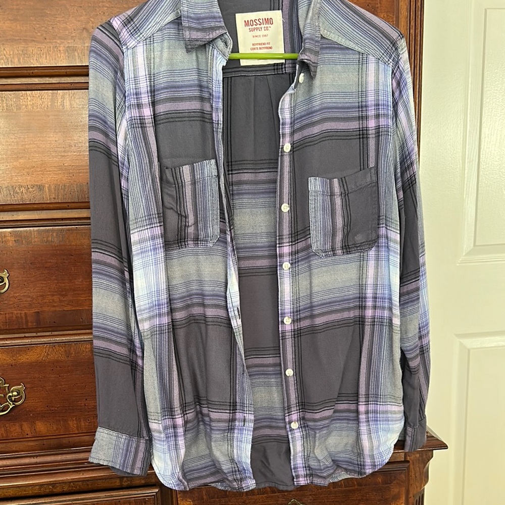 Mossimo Purple Plaid Button-Up Shirt